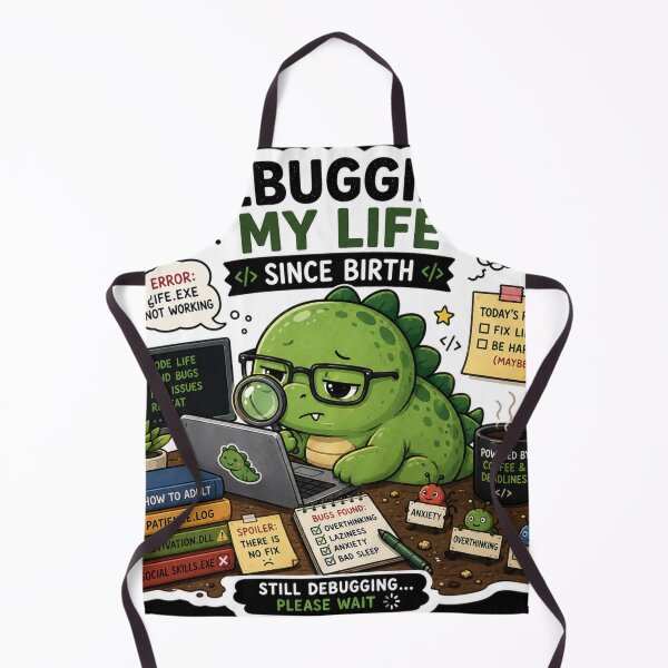 Item preview, Debugging My Life Since Birth Dinosaur Sticker designed and sold by NexusPixels.