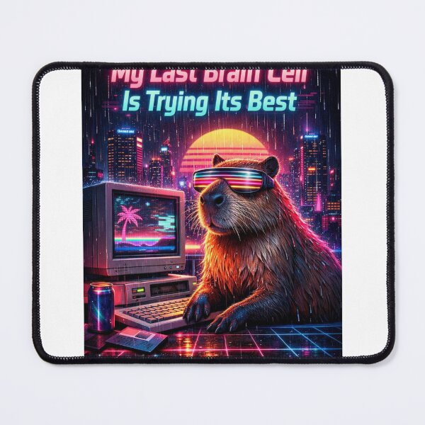 Item preview, My Last Brain Cell Capybara Neon Vaporwave designed and sold by Print Loft.