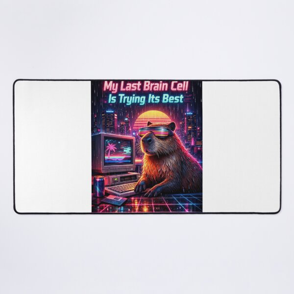 Item preview, My Last Brain Cell Capybara Neon Vaporwave designed and sold by Print Loft.