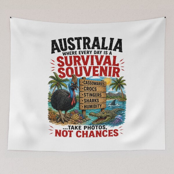 Item preview, Caution: Tourist May Wander Off – Funny Aussie Travel Gift designed and sold by Holiday-Hunter.