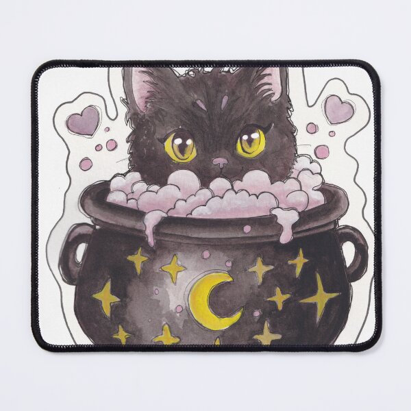 Item preview, Cauldron Kitty — Cute Hand Drawn Gothic Cat Art designed and sold by Darkfully-Done.