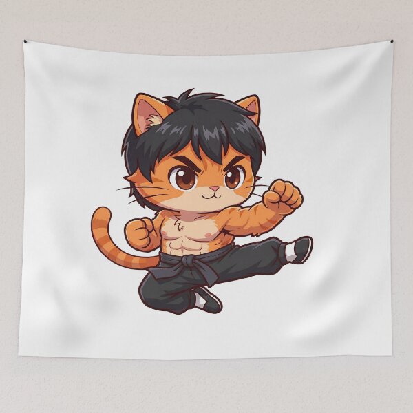 Item preview, Kung Fu Cat Fighter Parody Cartoon designed and sold by CuteKats.