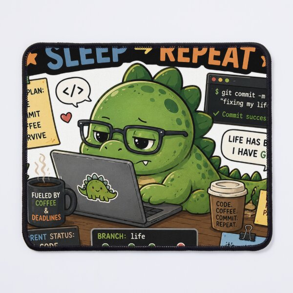 Artikelvorschau, Git Commit Sleep Repeat Dinosaurier-Aufkleber entworfen und verkauft von NexusPixels.