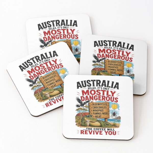 Item preview, Warning: May Contain Crocodiles, Spiders & Sarcasm – Funny Aussie Gift designed and sold by Holiday-Hunter.