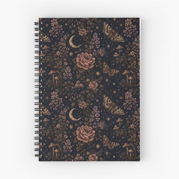Item preview, Dark Cottagecore Celestial Floral Pattern | Gothic Moon Butterfly Seamless Design designed and sold by Oraibi.