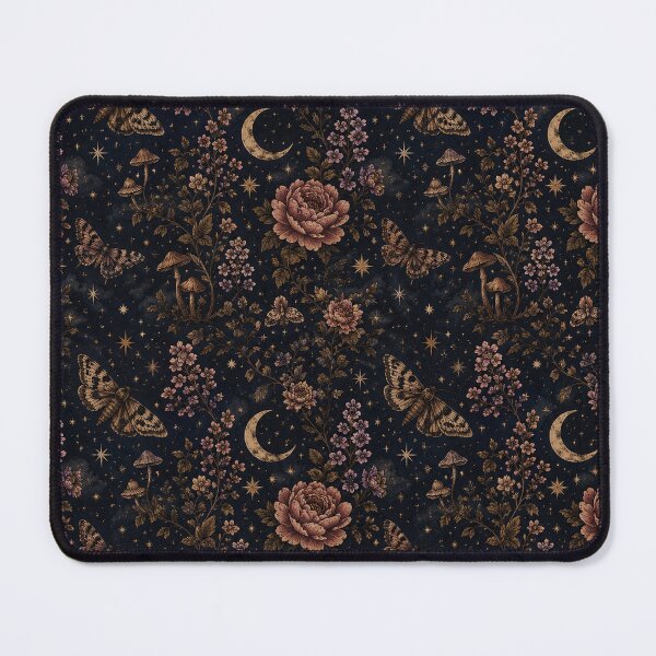 Item preview, Dark Cottagecore Celestial Floral Pattern | Gothic Moon Butterfly Seamless Design designed and sold by Oraibi.