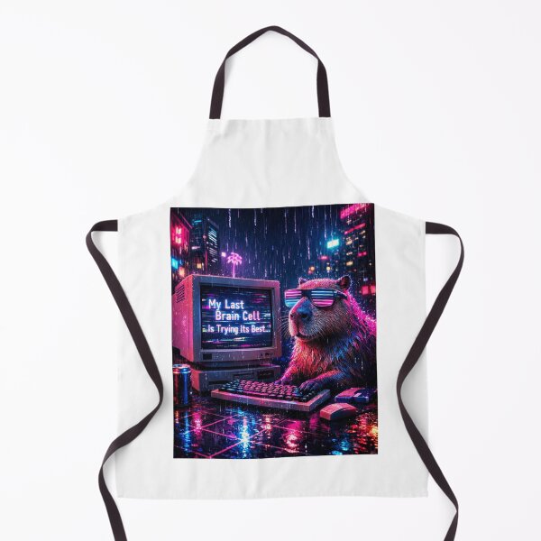 Item preview, My Last Brain Cell Capybara Synthwave Cyber designed and sold by Print Loft.