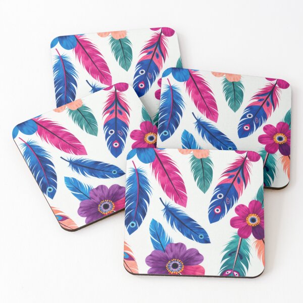 Item preview, Colorful Boho Floral Feather Pattern | Vibrant Retro Botanical Design designed and sold by GalleryPeak.