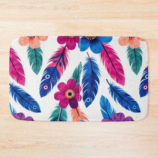 Item preview, Colorful Boho Floral Feather Pattern | Vibrant Retro Botanical Design designed and sold by GalleryPeak.