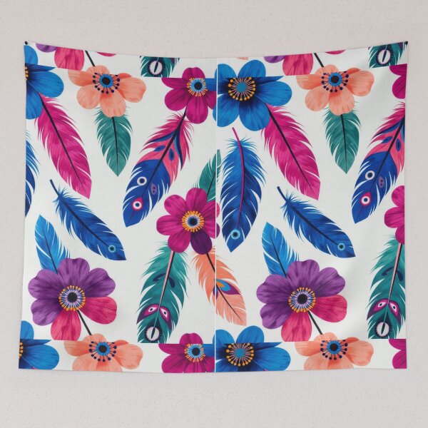 Item preview, Colorful Boho Floral Feather Pattern | Vibrant Retro Botanical Design designed and sold by GalleryPeak.