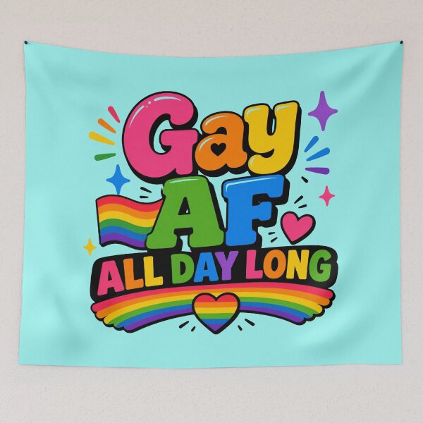 Item preview, Gay AF All Day Long Rainbow Pride LGBTQ+ Design | Funny Queer Pride Retro designed and sold by TheStephanieRome.