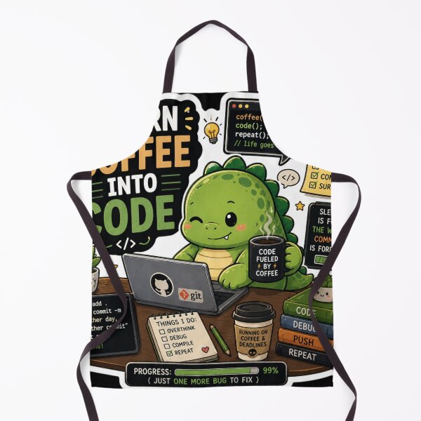 Item preview, I Turn Coffee Into Code Dinosaur Sticker designed and sold by NexusPixels.