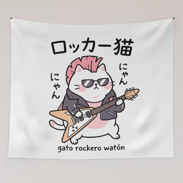 Artikelvorschau, Rockiger Gato mit Kawaii Neko entworfen und verkauft von CuteKats.