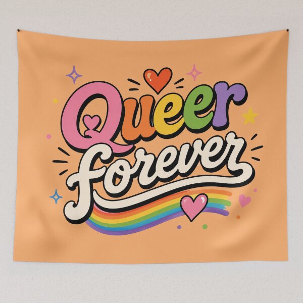 Item preview, Queer Forever Rainbow Pride LGBTQ+ Retro Typography Sticker | Colorful Pride Fan Design designed and sold by TheStephanieRome.