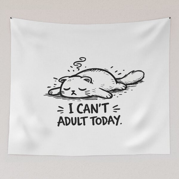 Item preview, I Can't Adult Today Lazy Cat - Funny Relatable Cat Humor Design designed and sold by InfiniteOrbit.