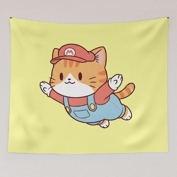 Item preview, Cute Flying Cat in Plumber Outfit designed and sold by CuteKats.