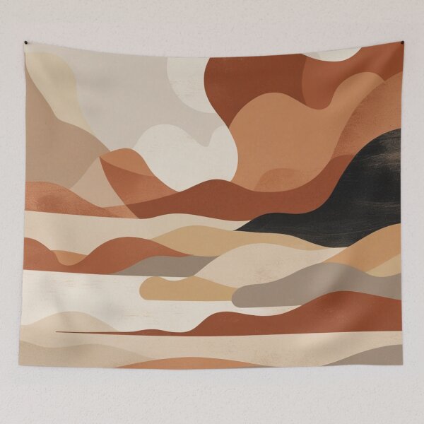 Item preview, Abstract Fluid Waves Sandstorm Boho Print designed and sold by EnmarcArt.