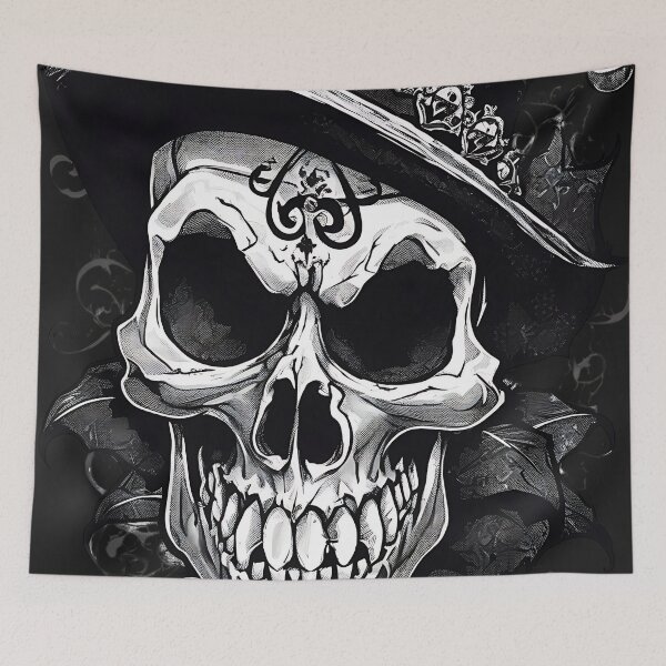 Item preview, Gothic Jester Skull Mad Clown Hat Vintage Engraving designed and sold by DarkOriginArts.