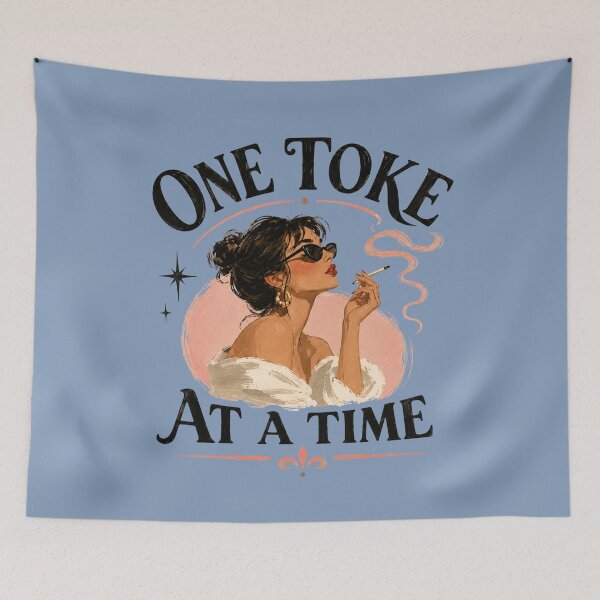 Item preview, One Toke At A Time Retro Smoking Aesthetic Tee – Vintage Chill Girl Art designed and sold by TheStephanieRome.