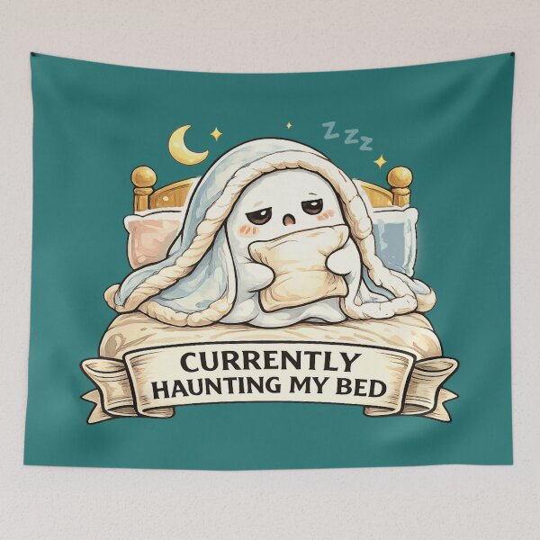 Item preview, Currently Haunting My Bed Funny Ghost - Cute Tired Spooky Sleepy Meme designed and sold by MythoWorldddd.