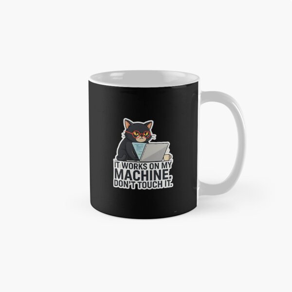 Item preview, Funny Cat Coder - It Works On My Machine Programmer Sticker designed and sold by Barkashow.
