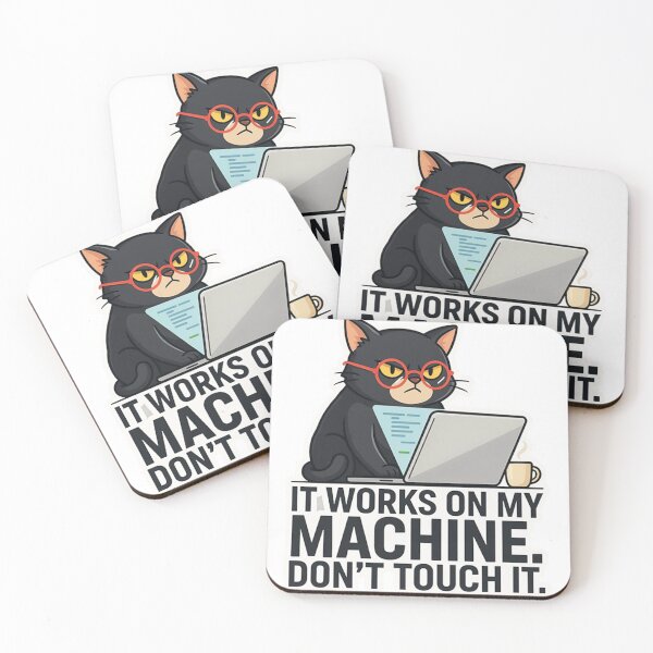 Item preview, Funny Cat Coder - It Works On My Machine Programmer Sticker designed and sold by Barkashow.