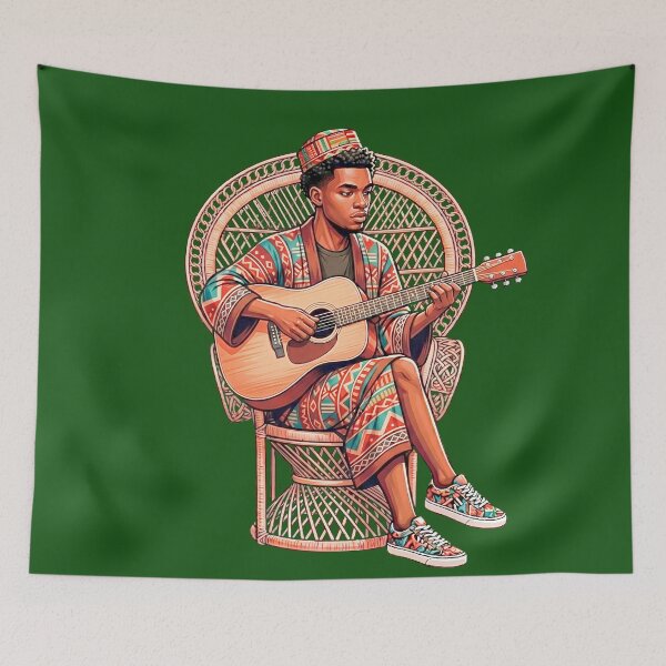 Item preview, African Melodies - Young Man Playing Acoustic Guitar designed and sold by digitalbob60.
