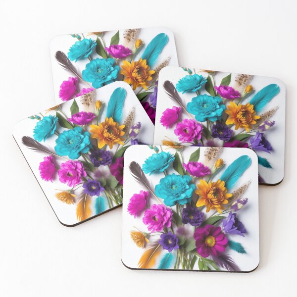 Item preview, Boho Floral Feather Bouquet | Colorful Wildflower Nature Art designed and sold by GalleryPeak.