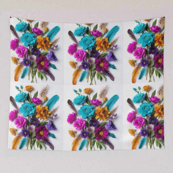 Item preview, Boho Floral Feather Bouquet | Colorful Wildflower Nature Art designed and sold by GalleryPeak.