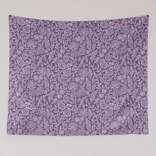 Item preview, Boho Folk Floral Pattern | Scandinavian Cottagecore Botanical Print on Purple designed and sold by SIR13.