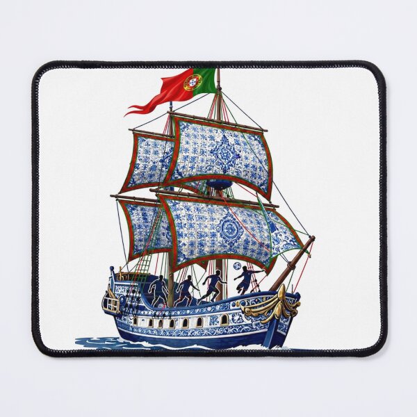 Item preview, Portuguese Soccer Heritage - Nautical Azulejo Caravel Art designed and sold by pixelandpassionart.