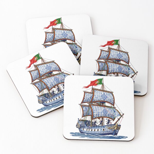 Item preview, Portuguese Soccer Heritage - Nautical Azulejo Caravel Art designed and sold by pixelandpassionart.