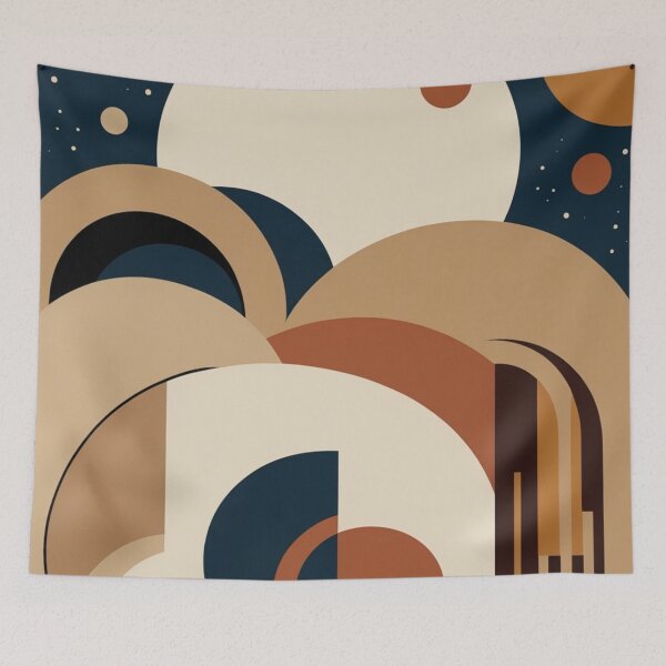 Item preview, Abstract Astral Landscape Geometric Arches Painting designed and sold by EnmarcArt.