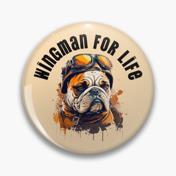 Item preview, Wingman for Life Bulldog Aviator Design | Vintage Pilot Dog Art designed and sold by Sachie's Studio.