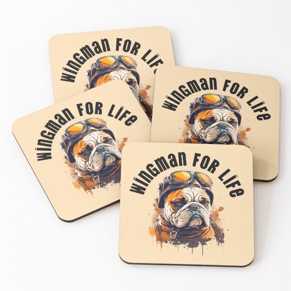 Item preview, Wingman for Life Bulldog Aviator Design | Vintage Pilot Dog Art designed and sold by Sachie's Studio.