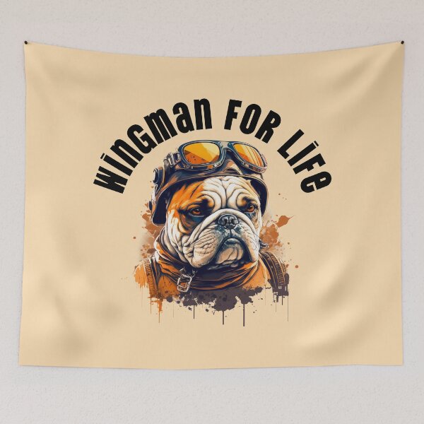 Item preview, Wingman for Life Bulldog Aviator Design | Vintage Pilot Dog Art designed and sold by Sachie's Studio.