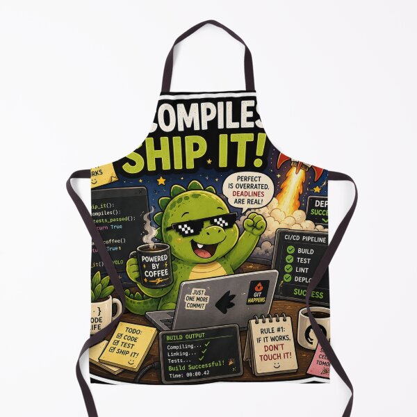 Item preview, IT COMPILES, SHIP IT! Dinosaur Sticker designed and sold by NexusPixels.