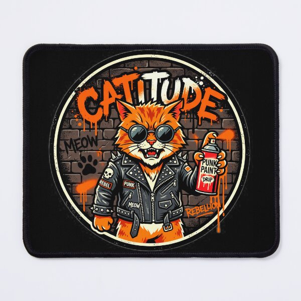 Item preview, Rebel Ginger Cat Graffiti Bad Attitude designed and sold by Oommen Studio .