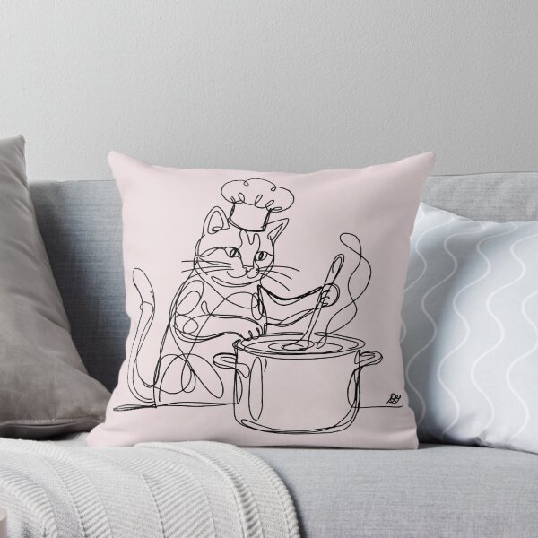 Item preview, Cat the Cook Kitchen Line Art — Blush Edition designed and sold by Evil B Creative.