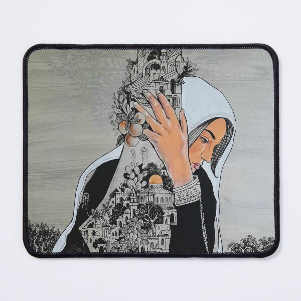 Item preview, Palestinian Woman Protecting the Land of Palestine Painting designed and sold by Hurriyyatee.