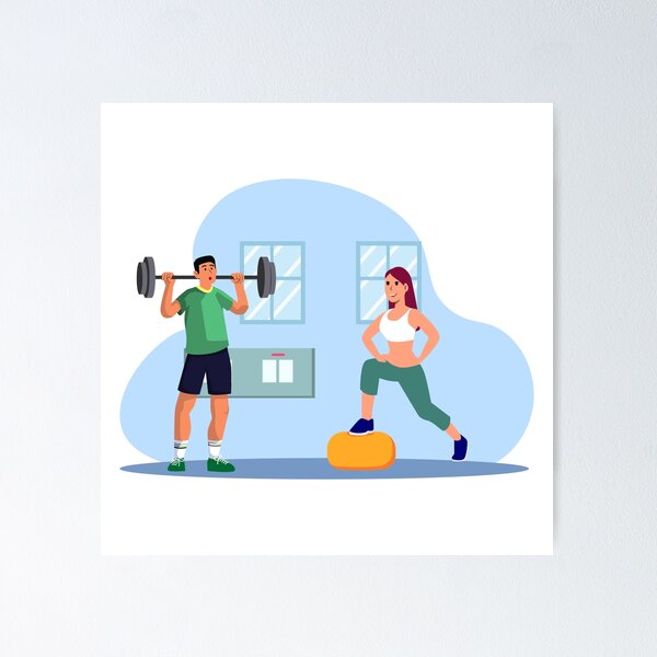 Item preview, Couple Workout in Gym designed and sold by Whatrogercook.