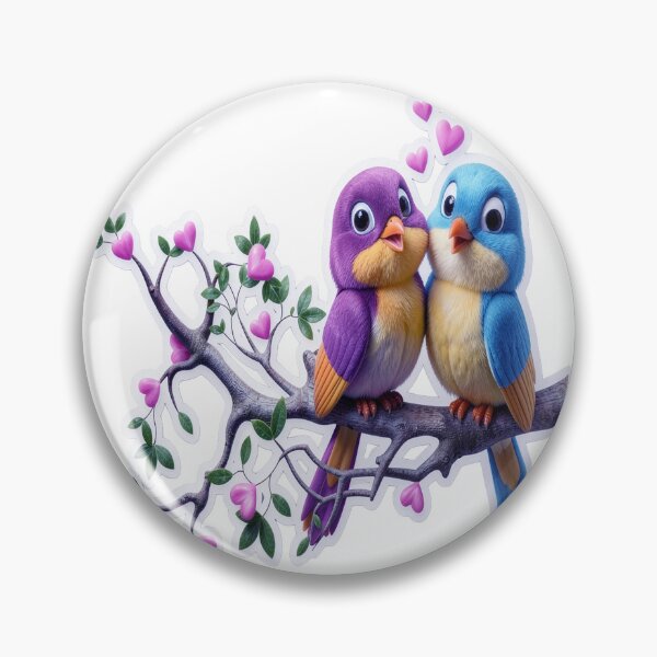 Item preview,  Cute Lovebirds On Branch With Pink Hearts Romantic Couple Sticker Art designed and sold by ARTCREATESHOP.