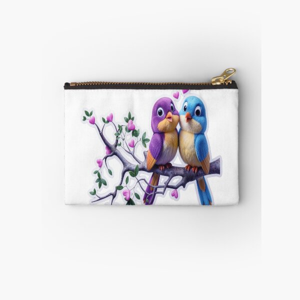 Item preview,  Cute Lovebirds On Branch With Pink Hearts Romantic Couple Sticker Art designed and sold by ARTCREATESHOP.