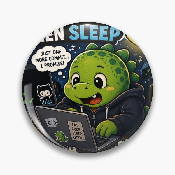 Item preview, One More Commit Then Sleep Dinosaur Sticker designed and sold by NexusPixels.