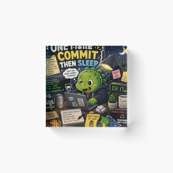 Item preview, One More Commit Then Sleep Dinosaur Sticker designed and sold by NexusPixels.