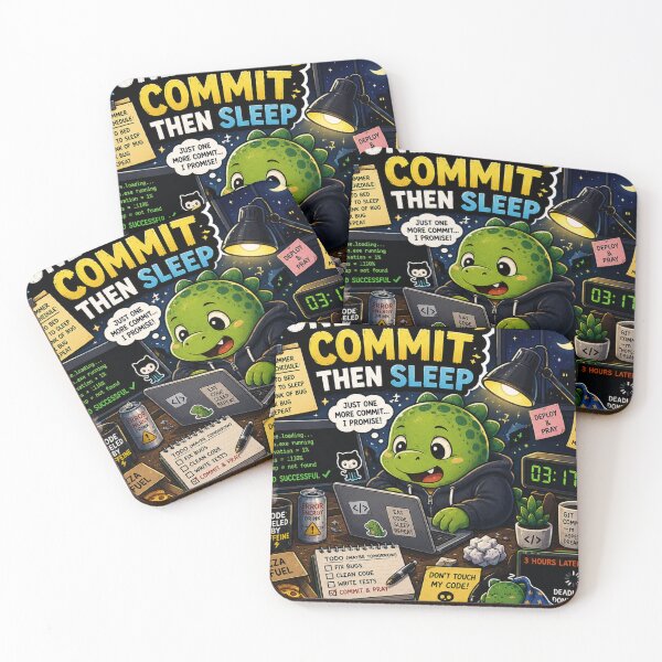 Item preview, One More Commit Then Sleep Dinosaur Sticker designed and sold by NexusPixels.