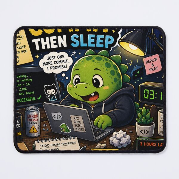 Item preview, One More Commit Then Sleep Dinosaur Sticker designed and sold by NexusPixels.