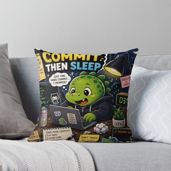 Item preview, One More Commit Then Sleep Dinosaur Sticker designed and sold by NexusPixels.