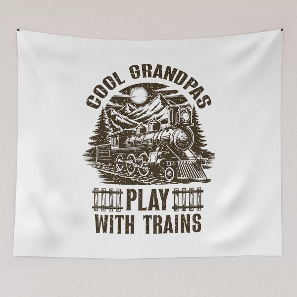 Item preview, Cool Grandpas Play With Trains Vintage Model Railroad designed and sold by Dmetalx Art Apparel.