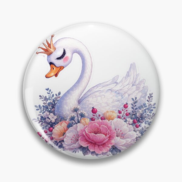Item preview,  Cute Princess Swan With Gold Crown And Pink Flowers Fairy Tale Nursery Art designed and sold by ARTCREATESHOP.